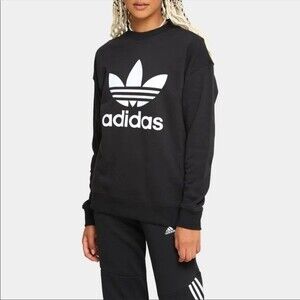 NEW Adidas Trefoil black pullover crewneck sweater women’s size XS